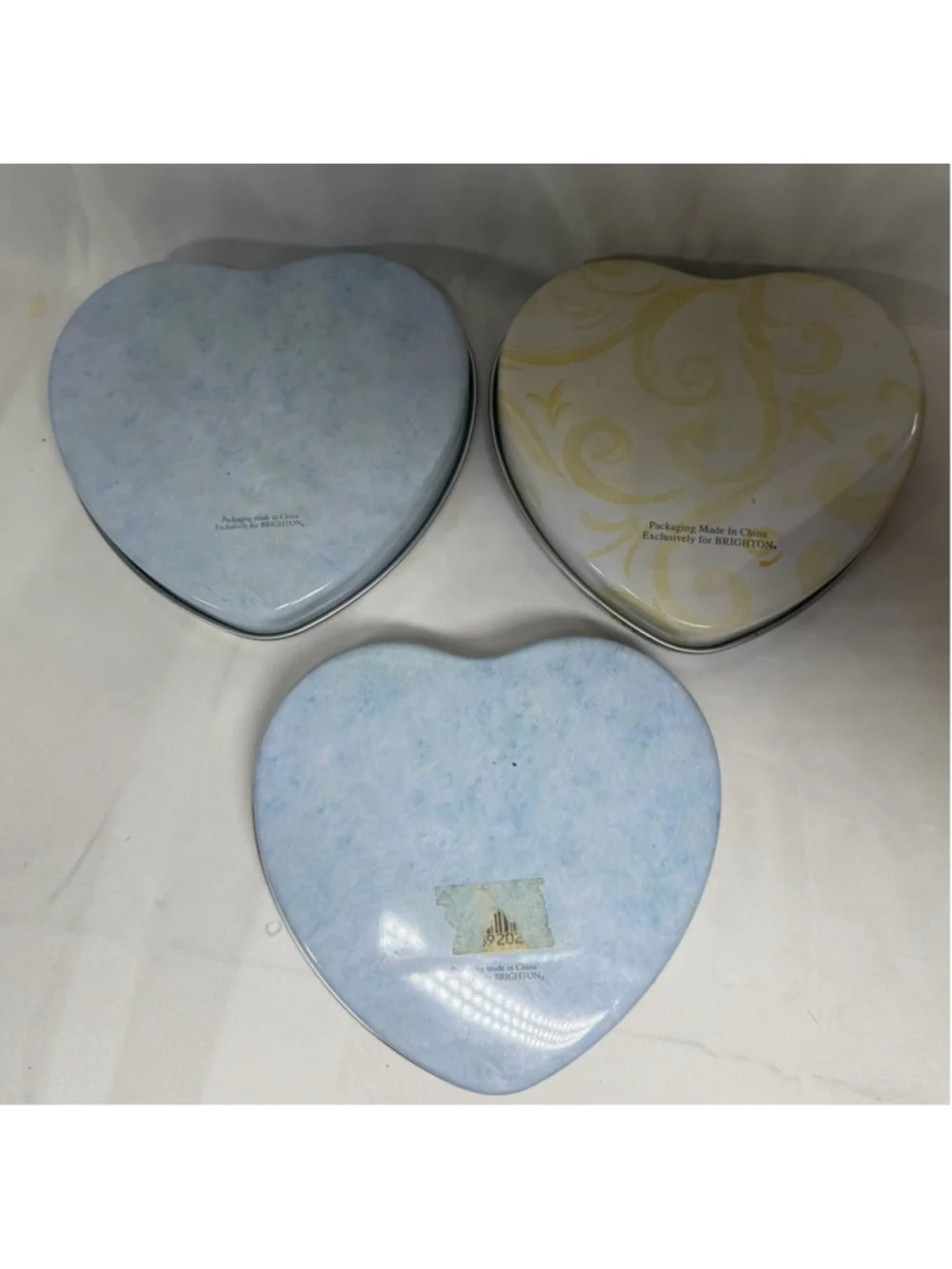 VINTAGE Brighton Heart Jewelry Tins Lot 3 Medium Heart Boxes